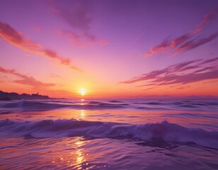 Obraz premium Fluid orange purple sunset, painterly wash effect , brushstroke, peaceful