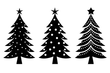 set of Christmas Tree silhouette vector illustration