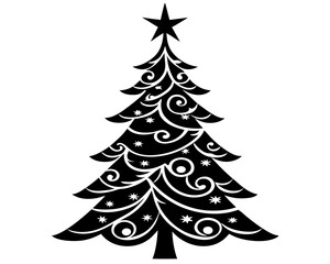 Christmas Tree icon silhouette vector illustration