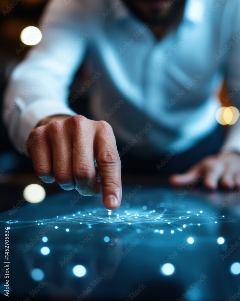 Fototapete Futuristic Data Analytics Immersive Digital Touchpoint Experience with Holographic Customer Insights - AI-Driven Marketing Transformation for Next-Gen Business Intelligence