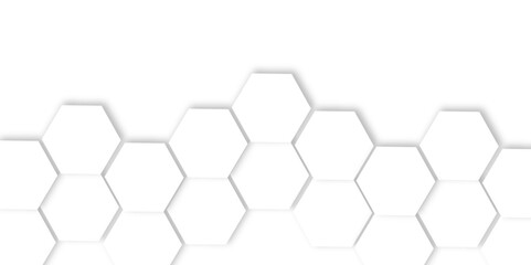 High-Tech Abstract Geometric 3D White Light Structure with Hexagon and Polygonal Honeycomb Elements, Luxury Pattern and Technology-Inspired Design for a Sleek Background