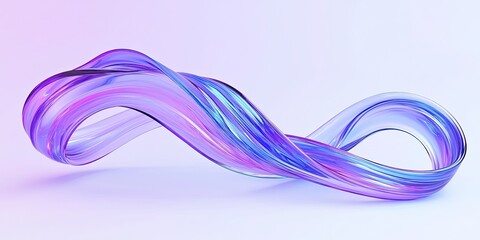 Abstract Swirl Shape with Blue and Violet Colors on a Light Background, 3D Render