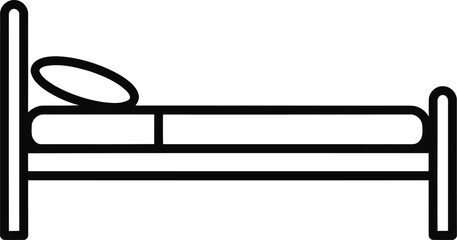 Minimalist Bed Icon: A stark, high-contrast graphic of a bed, pillow, representing rest, sleep, and the simple act of relaxation.