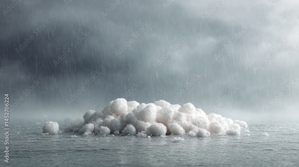 Fototapete Climate Crisis Visualization Hyper-Realistic Hailstorm Cluster Documenting Extreme Weather Patterns - Meteorological Impact and Environmental Storytelling in High-Resolution Imagery