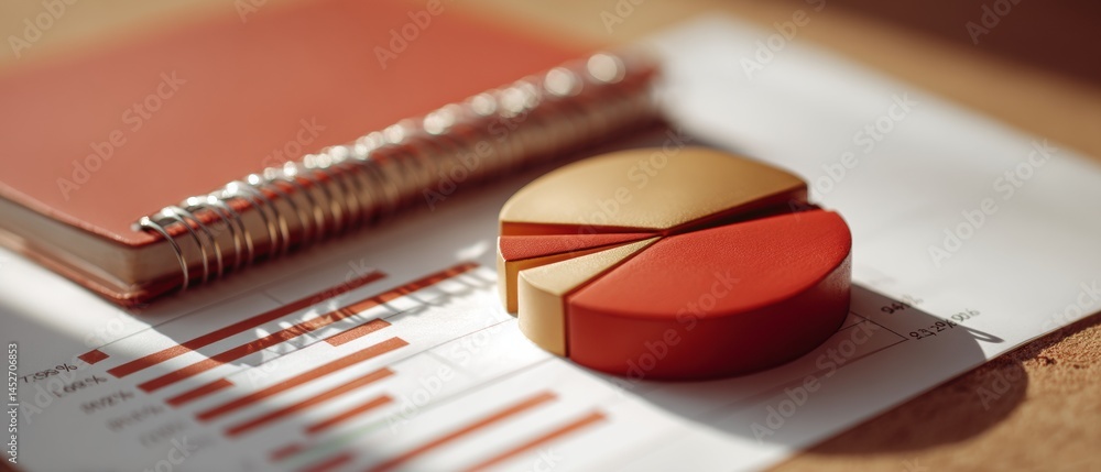 Aufkleber Minimalist Data Visualization Pie Chart Analysis with Warm Terracotta Tones - Next-Gen Business Intelligence for Strategic Performance Metrics