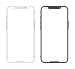 Mobile Phone Clay Mockup Devices Black and Gray Color Vector Illustration