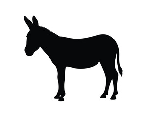 Vector silhouette of a donkey standing isolated on a white background