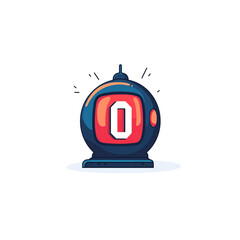 A digital bomb with a display showing "0" on a transparent  background