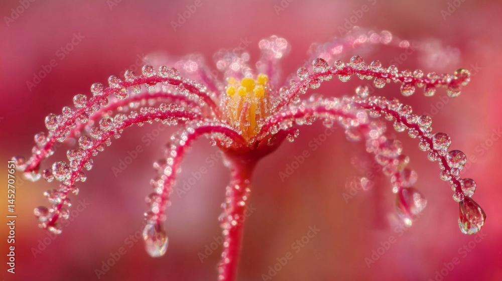 Poster a captivating close-up of a delicate daisy with water droplets, showcasing the intricate details of 