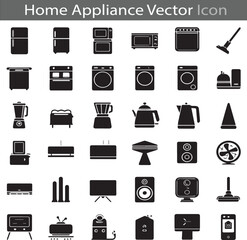 Home Appliance silhouette flat icon collection set vector illustration
