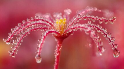 Fototapeta premium A captivating close-up of a delicate daisy with water droplets, showcasing the intricate details of the flower and the shimmering beauty of nature.