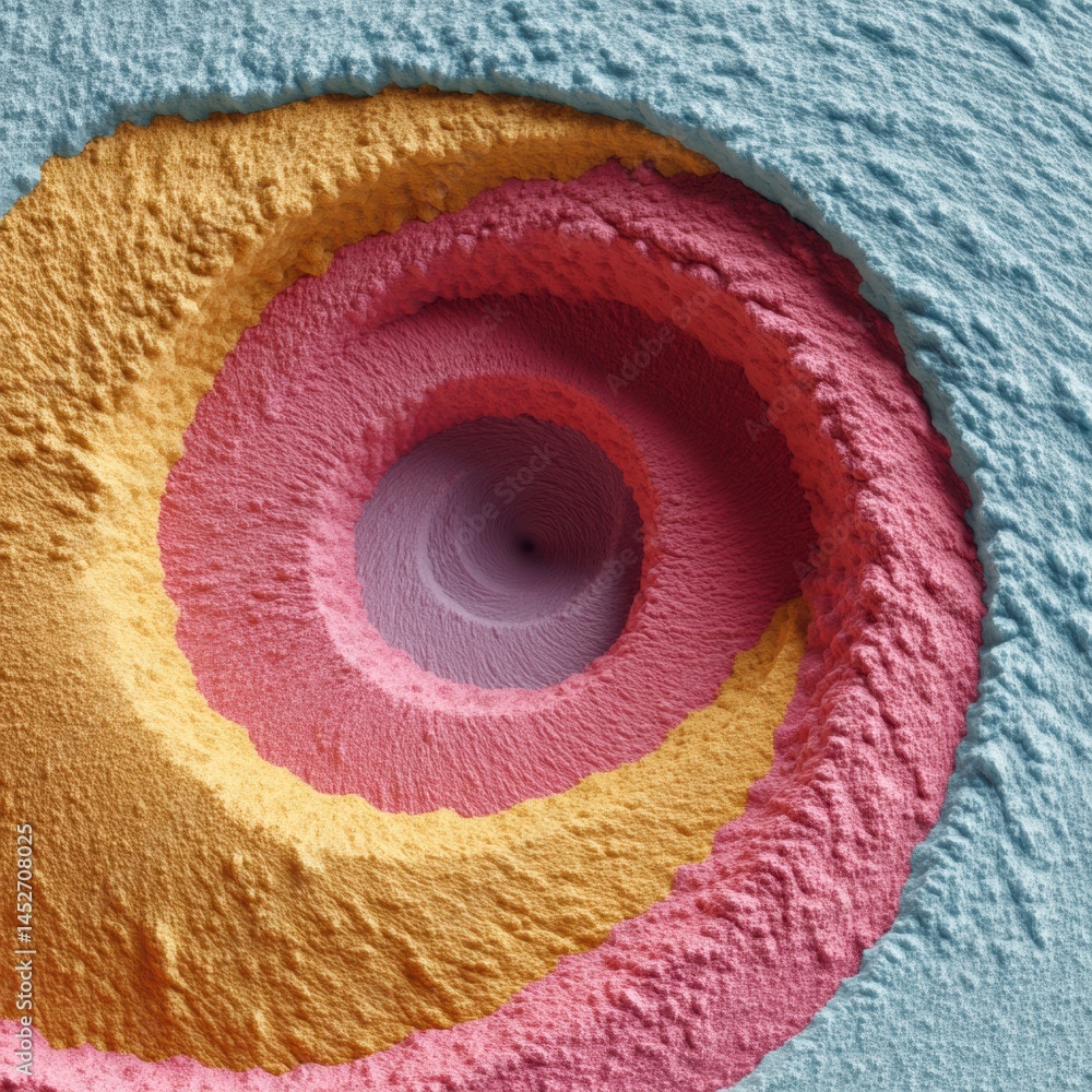Poster immersive textures layered organic spiral design exploring dimensional aesthetics in modern minimali