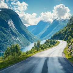 Naklejka premium Aurlandsvegen, Norway: a beautiful road trip.