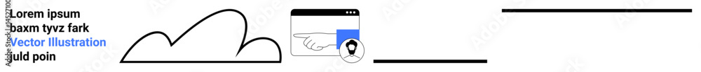 Aufkleber map with pin icon next to a cloud element and web page design outline. ideal for travel, navigation,