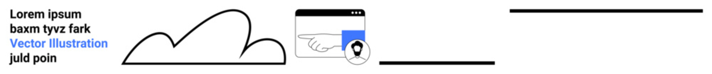 Map with pin icon next to a cloud element and web page design outline. Ideal for travel, navigation, modern technology, web apps, minimalism, finding location, simple landing page