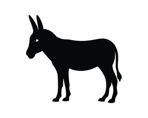 Vector silhouette of a donkey standing isolated on a white background