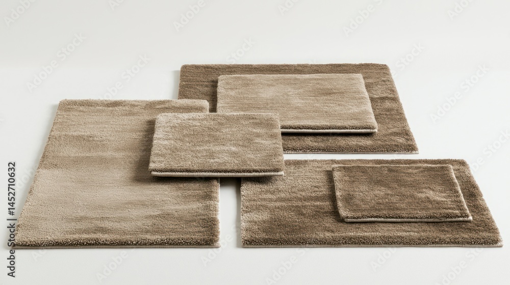 Poster set of square carpets arranged in different sizes on a white background