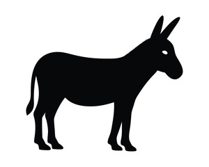 Vector silhouette of a donkey standing isolated on a white background
