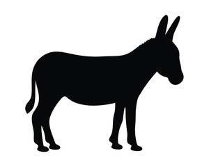 Vector silhouette of a donkey standing isolated on a white background