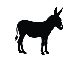 Vector silhouette of a donkey standing isolated on a white background
