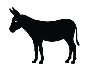 Vector silhouette of a donkey standing isolated on a white background