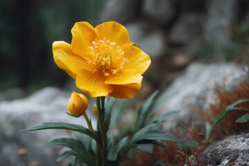 Obraz premium Yellow Flower in Natural Setting
