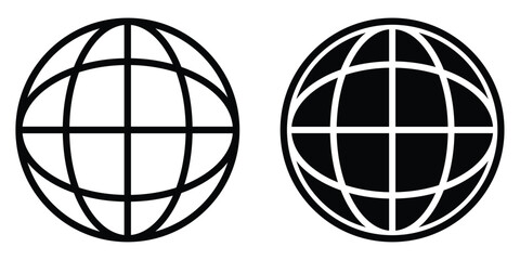 Globe Icon Set – World, Earth, and Web Symbols for Apps and Websites.