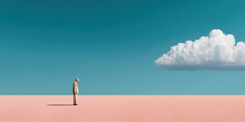 Ethereal Mindfulness Sky Awareness Week Minimalist Desert Contemplation - Climate Resilience and Personal Transformation Visual Narrative