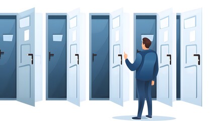 Fototapeta premium Guiding You Towards Choosing the Right Door of Life: Way Selection, Opportunities, and Decisions