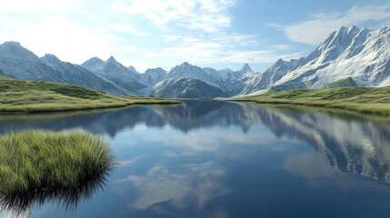 Naklejka premium Mountain reflection lake