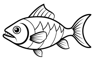 Minimalist Piranha Line Art Vector