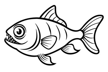 Minimalist Piranha Line Art Vector