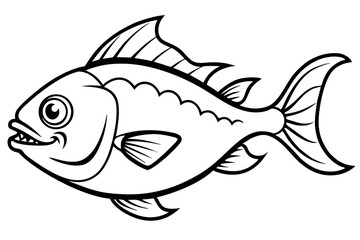 Minimalist Piranha Line Art Vector