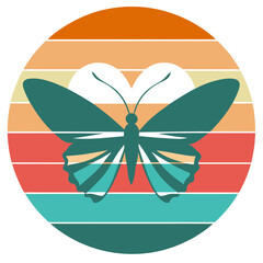 Butterfly Love Silhouette SVG – Retro Vintage Style Vector Design

