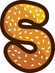 Burger Bread Letters illustration font, PNG file