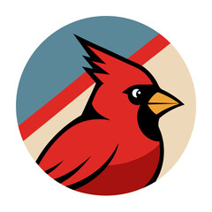 Cardinal Bird on Retro Vintage Background – Vector Illustration

