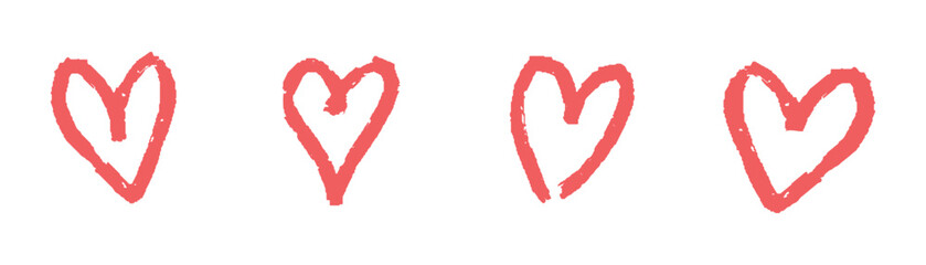 Doodle heart set on white background