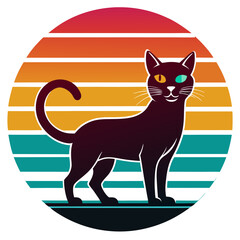 Retro Cat Illustration – Vintage Style Vector Art on Textured Background

