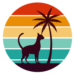 Retro Cat Illustration – Vintage Style Vector Art on Textured Background

