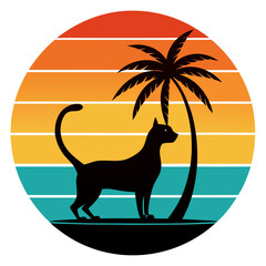 Retro Cat Illustration – Vintage Style Vector Art on Textured Background

