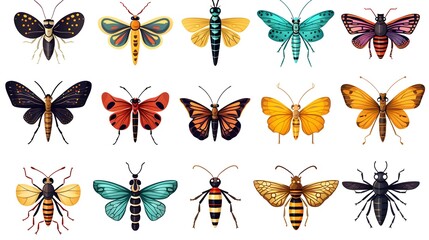 Colorful Insects Stock Illustration for Nature Education and Biology Textbooks