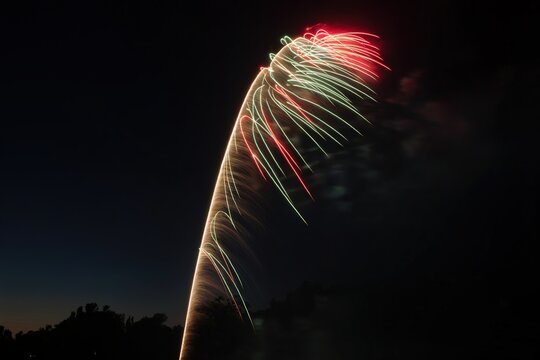 Colorful fireworks display in the dark night sky