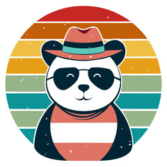 Cool Panda Silhouette – Cute Panda with Sunglasses and Cowboy Hat Vector

