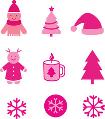 Merry Christmas different elements icons vector illustration