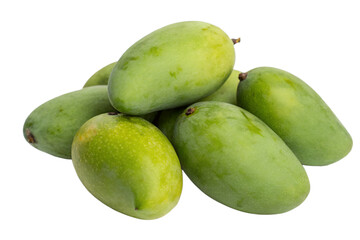 Green Mangoes Cluster of Unripe Fruit isolated on Transparent background