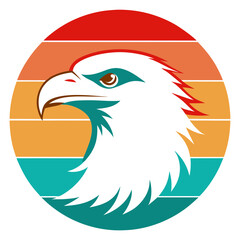 Eagle Head Silhouette on Retro Vintage Background – Bold and Patriotic Icon

