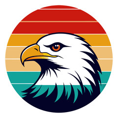Eagle Head Silhouette on Retro Vintage Background – Bold and Patriotic Icon

