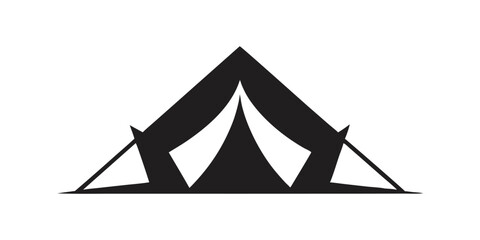 Camping Tent Silhouette: A minimalist illustration of a classic camping tent silhouette, perfect for evoking feelings of adventure, outdoor exploration, and wilderness escape. 