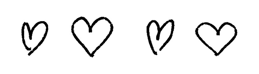 Doodle heart set on white background