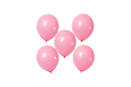 Five cheerful pink balloons floating against a smooth, calming gray background - Powered by Adobe